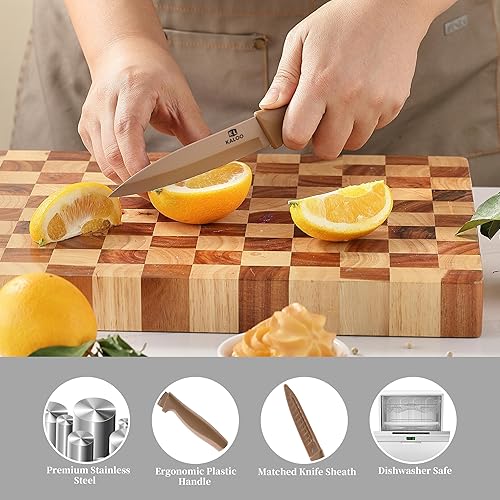 Miniatura 5 de Kaloo - Juego de cuchillos de cocina de 12 piezas, juego de cuchillos de acero inoxidable con mango ergonómico, 6 cuchillos con 6 protectores de