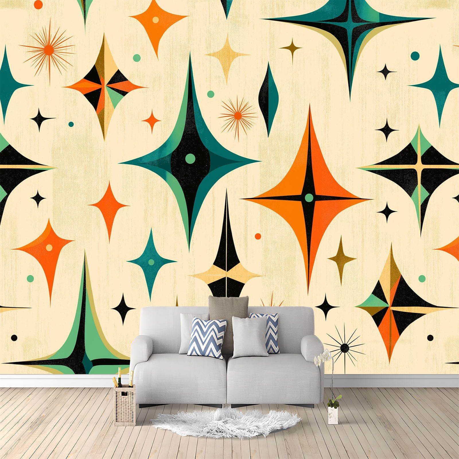 Kreatywna geometryczna panoramiczna tapeta gwiazdkowa 350 x 256 cm (dł. x wys.) plakat gigantyczny plakat tapeta z włókniny ścienna do salonu sypialni Sofa TV tło dekoracje ścienne, sztuka vintage