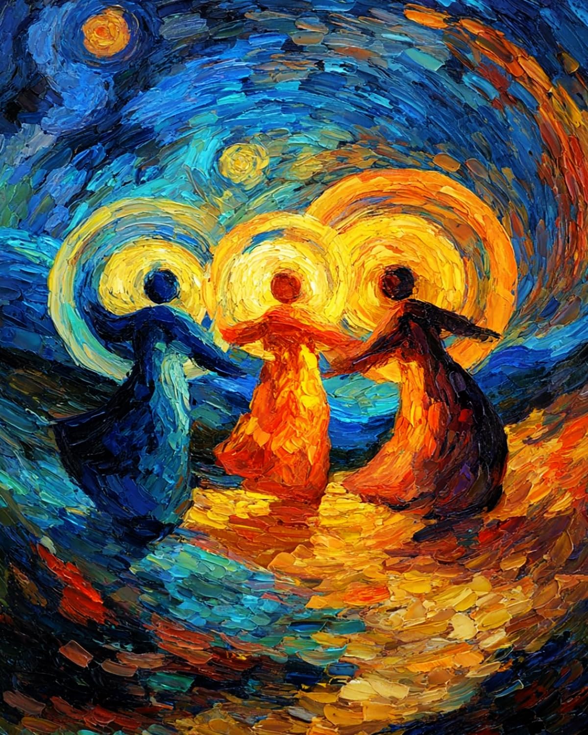 Liubaishi Blue, Orange, Yellow Paint By Numbers For Adults, Diy Acrylic Canvas Painting Kit, Dancing Under The Stars, 40X50 Cm