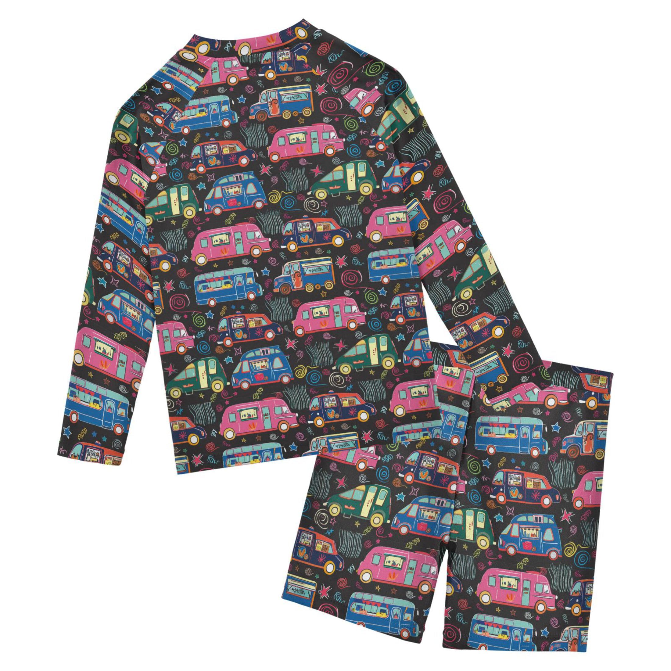 Cute Car Baby Boys' Toddler Long Sleeved Rashguard Swim Bathing Suit Set B0404640