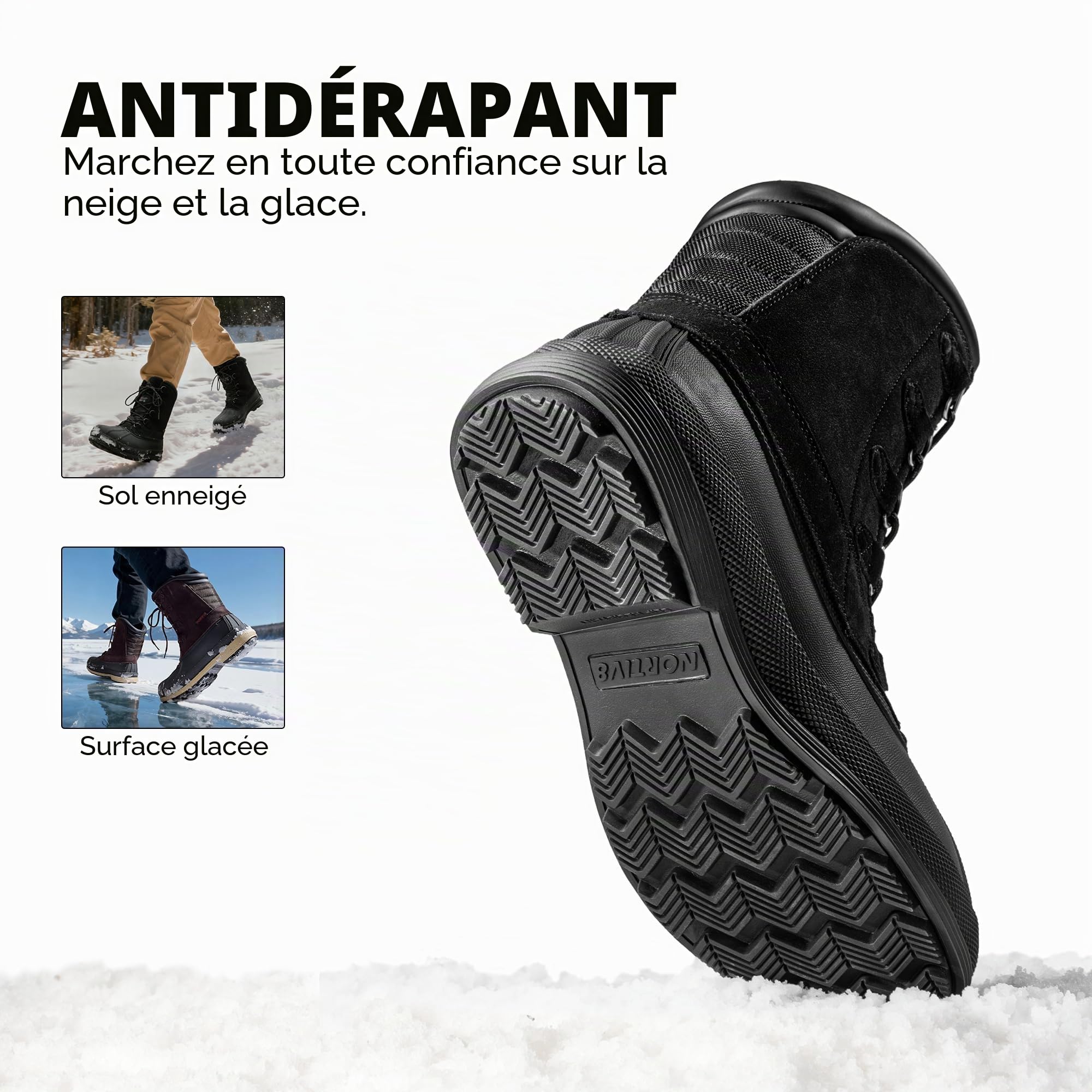 NORTIV 8 Botte de Neige pour Homme Bottes de Hiver | Chaussures Chaude Randonnée Imperméable Boots, Confortable et Durable