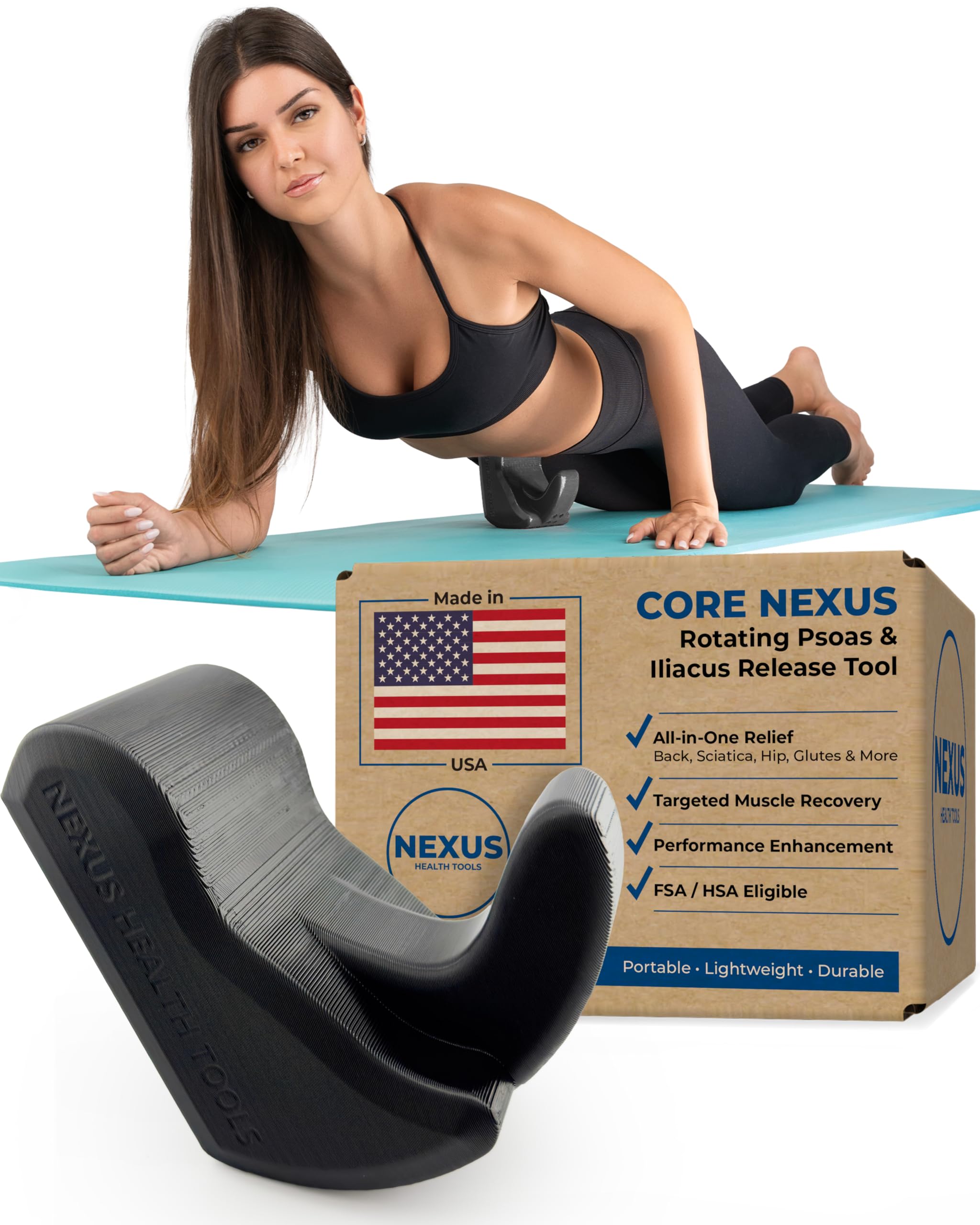 Core Nexus — Psoas Release Tool & Hip Flexor Release Tool for Lower Back & Sciatica Pain | Releases Both Muscles (Psoas + Iliacus) | Adjustable &