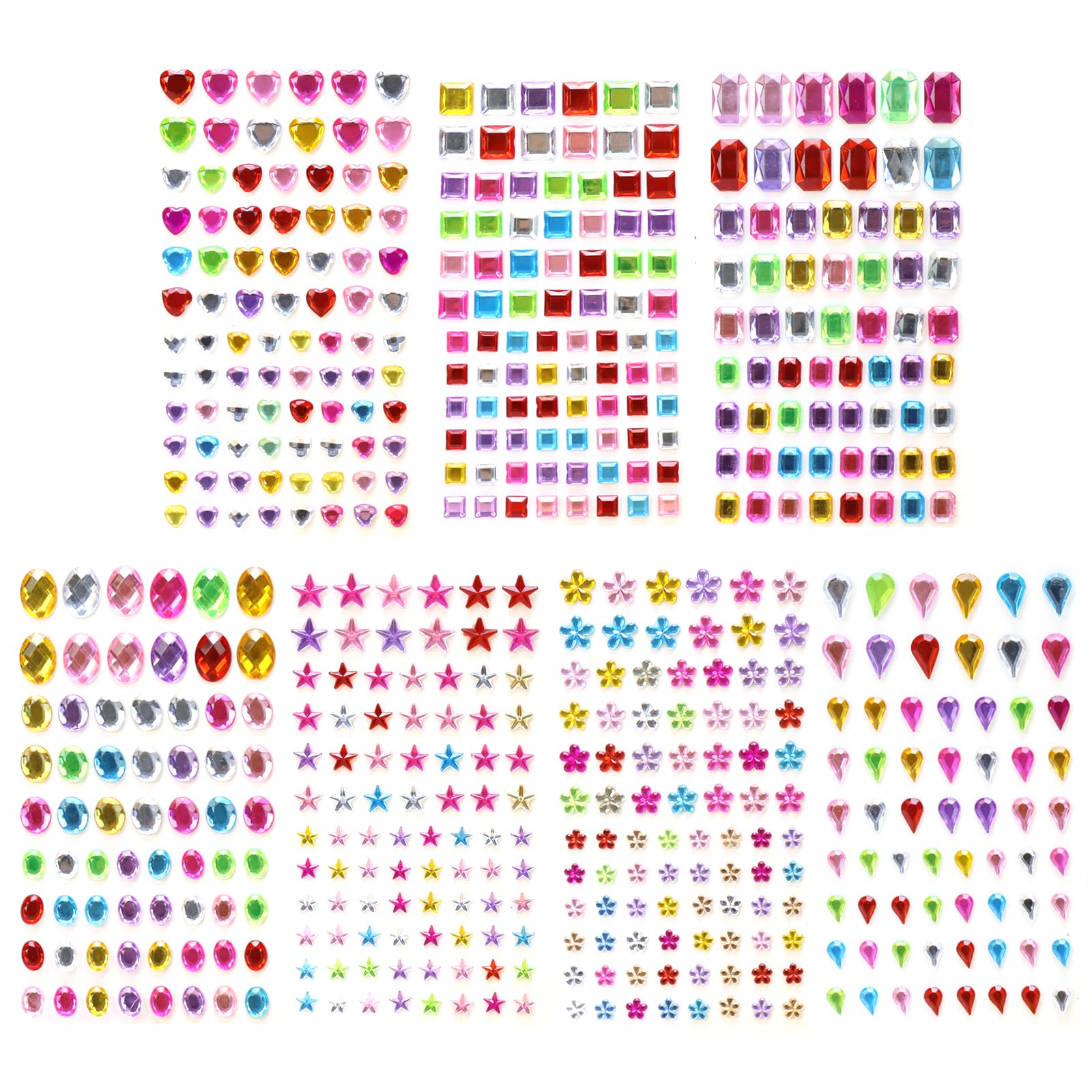 Glitzersteine Selbstklebend Schmucksteine Klebesteine Glitzersteine zum Basteln Selbstklebende Strasssteine Schmucksteine Aufkleber 8 Blätter