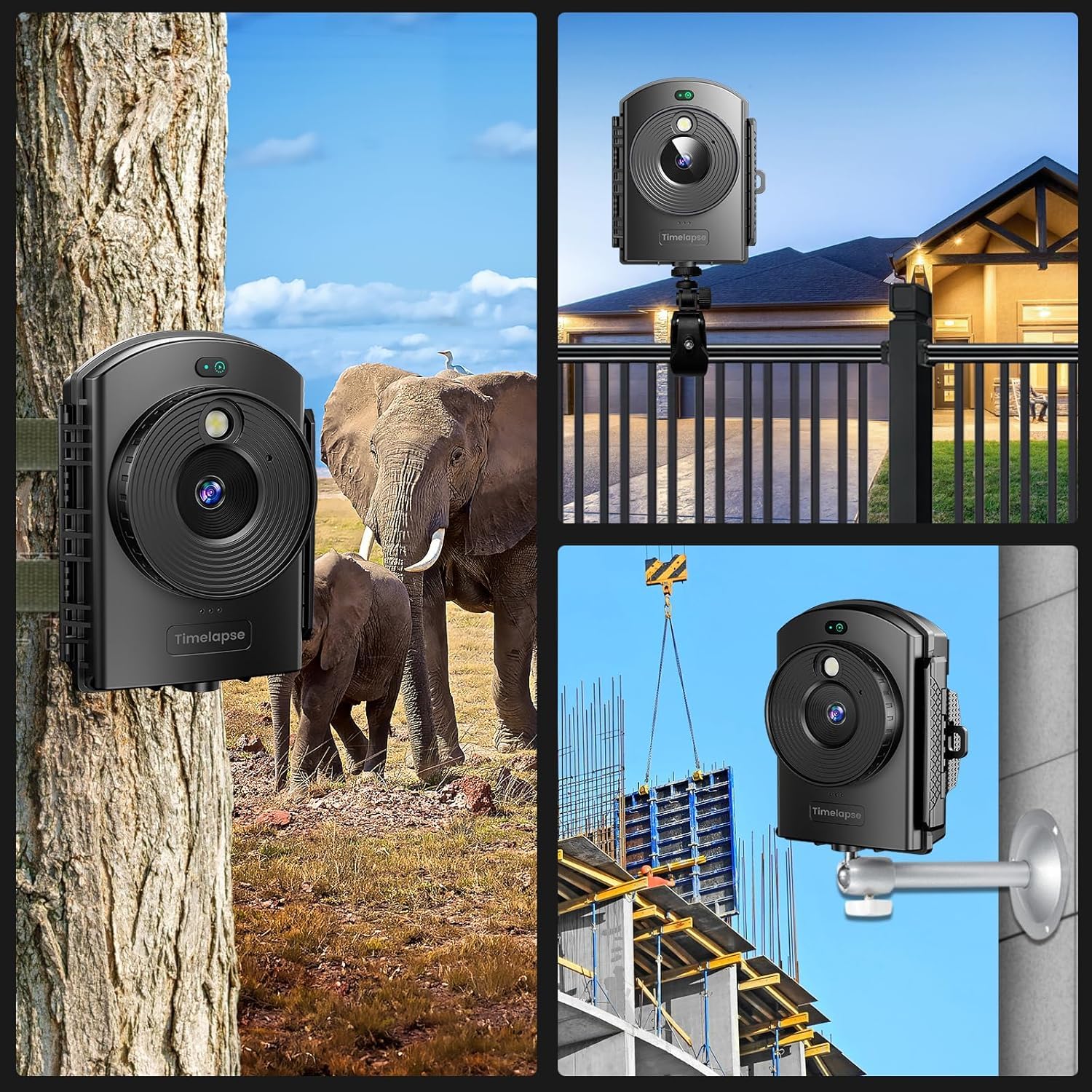 Fotocamera Time Lapse con Posizionamento Infrarosso e Luce LED, 180 Giorni di Riprese, Video e Foto 1080P AVI per Costruzione Outdoor，Crescita Delle Piante, Disegno, Paesaggio (Scheda TF 64GB)