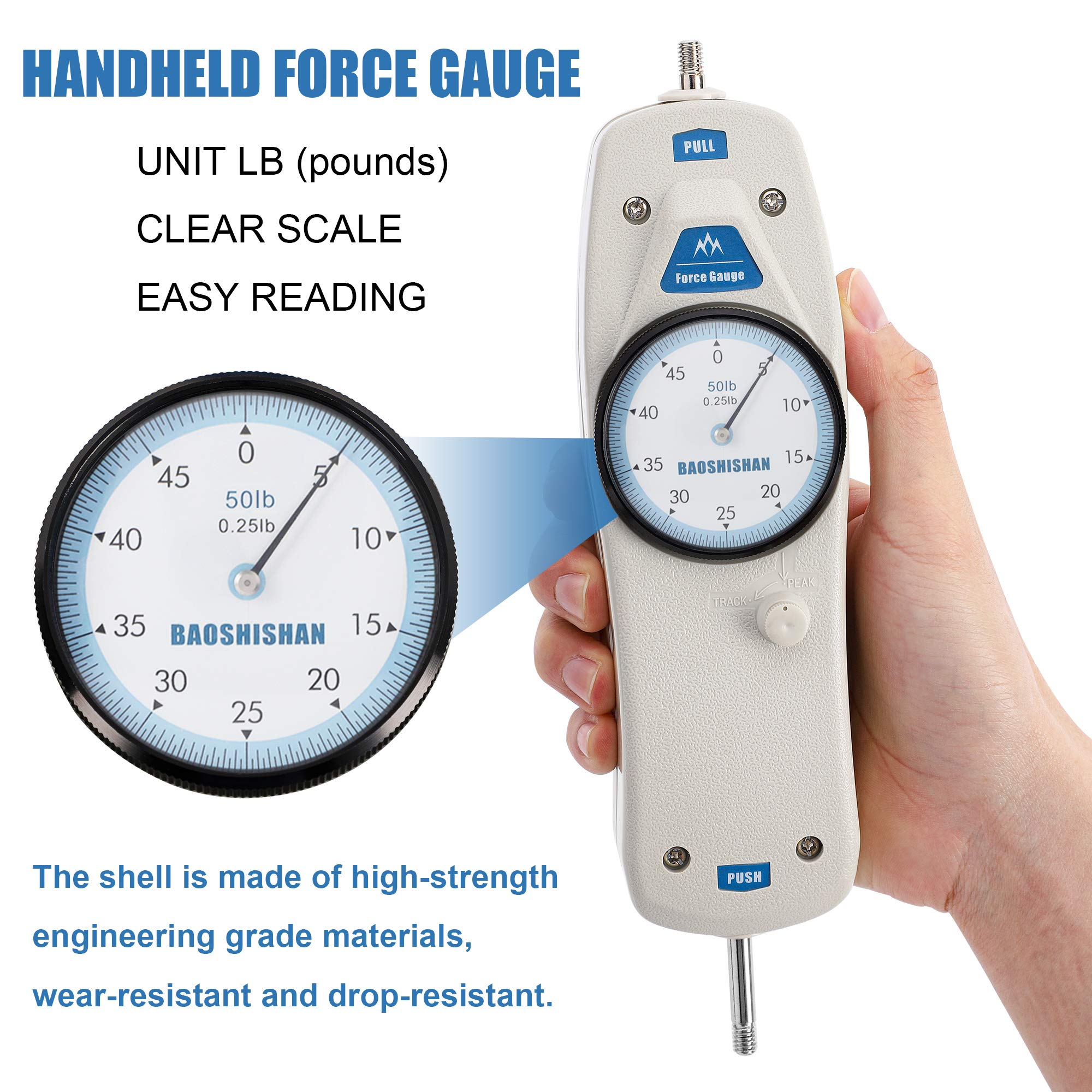 BAOSHISHAN 50lb Push Pull Force Gauge Force Tester Meter with