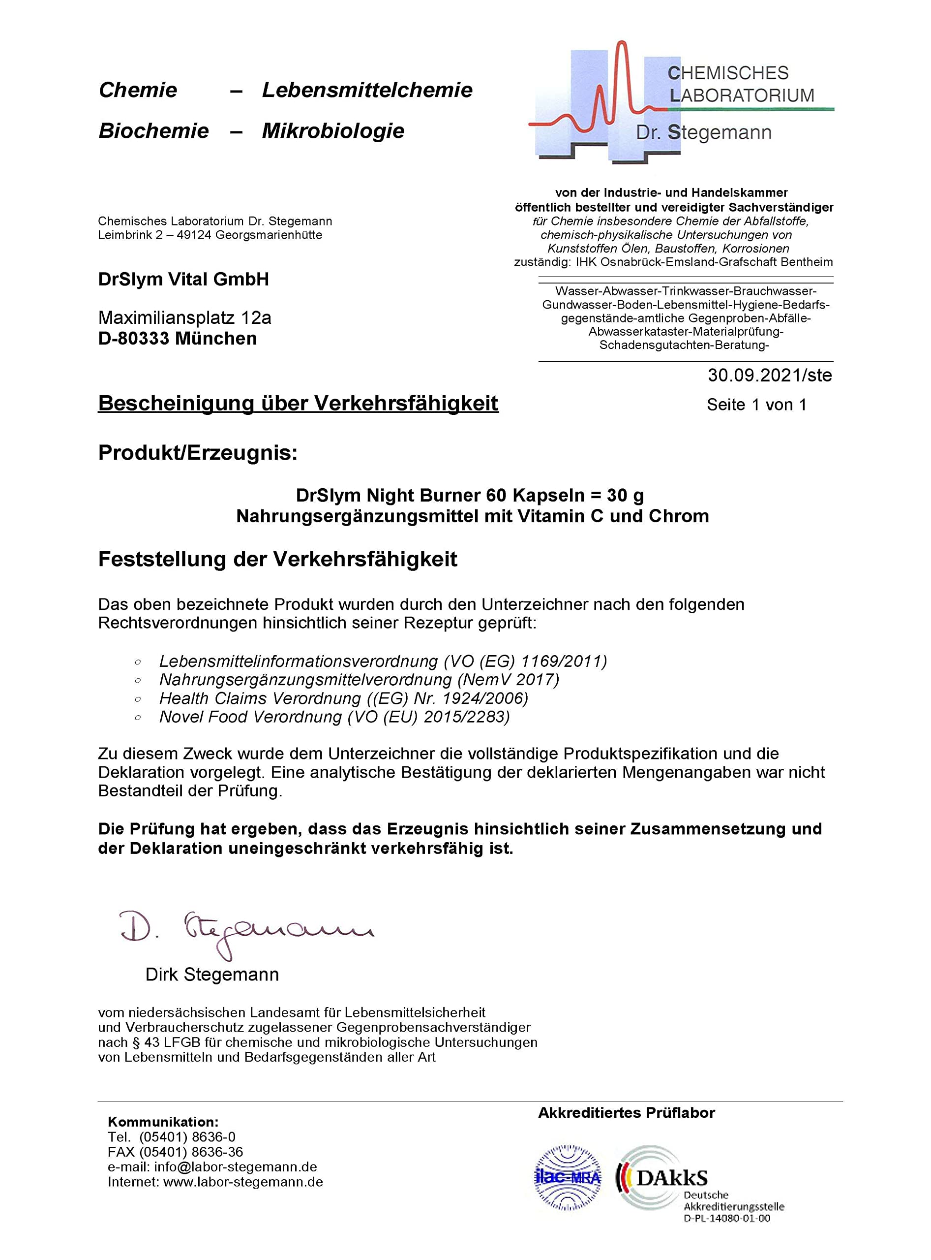 NIGHT BυRNER - mit Extrakten aus Melisse und Garcinia, Vitamin C und Chrom - 60 Kapseln. Herausragende Qualität. Bekannt aus deiner Apotheke, TV und HSE. Made in Germany.