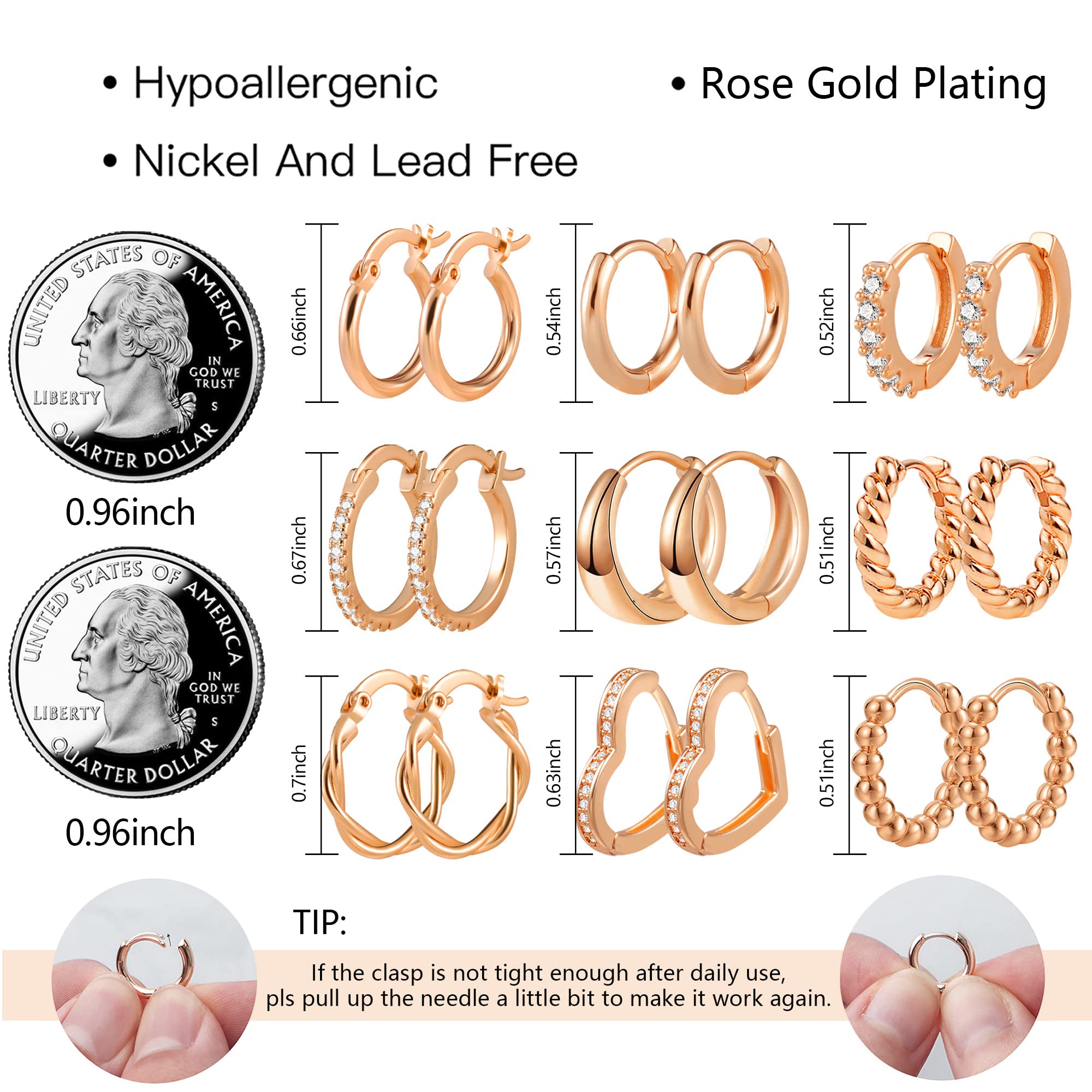 ALEXCRAFT Piccoli Orecchini a Cerchio, Orecchini Per Polsini Auricolari Da Donna, Orecchini a Cerchio Intrecciati Da Donna, Orecchini a Cerchio Spessi Vintage Ipoallergenici In Oro e Argento (9 Paia)