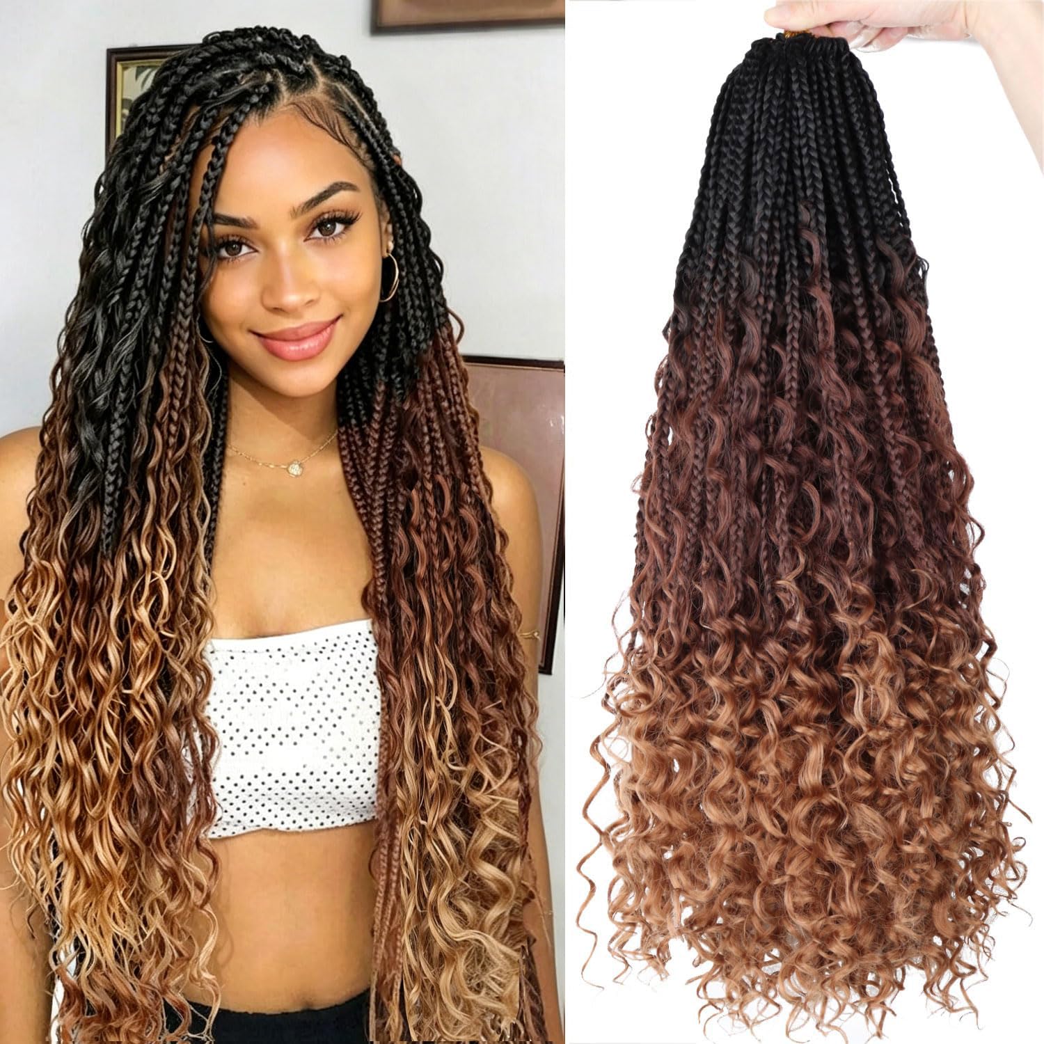 Amazon.com : LMZIM Goddess Bohemian Box Braids Crochet Hair - 24