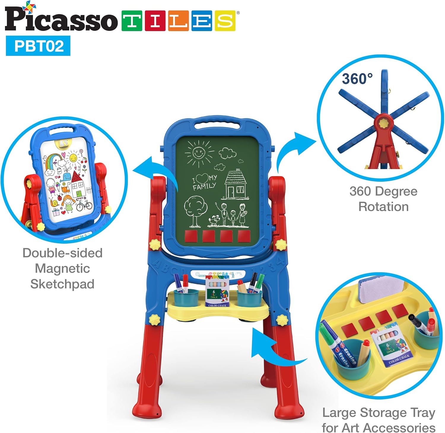 PicassoTiles Princess Dress Up + Art Easel Drawing Board, 24pc Fairytale Pretend Play Tiara, Jewelry Boutique, Shoes & Fashion Accessories Toy Collection, Chalkboard & Whiteboard with Art Accessories : Toys & Games