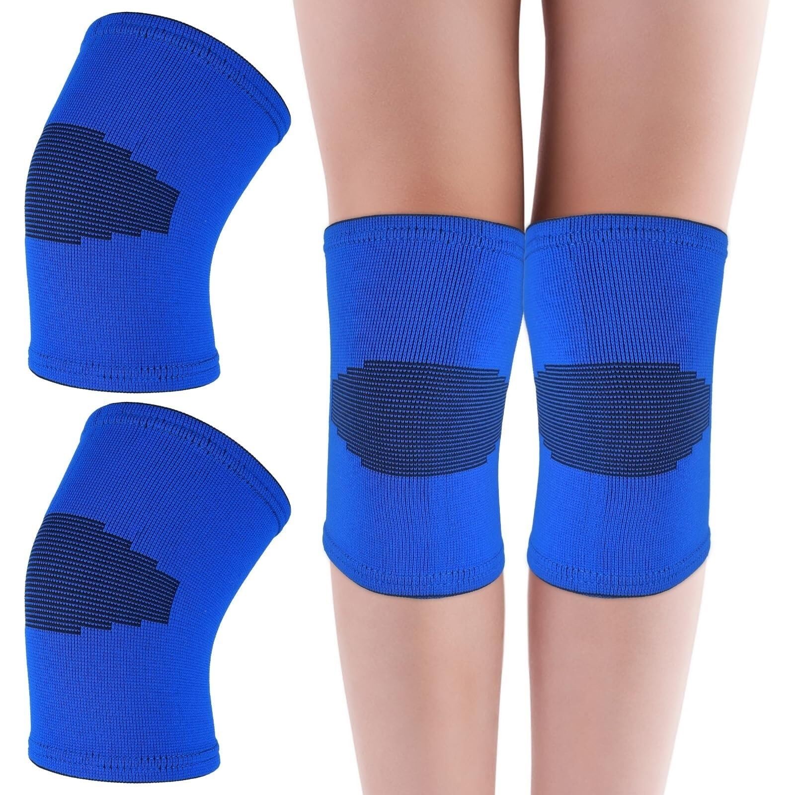 Ginocchiera Ginocchiere, Traspiranti, Elastiche, morbide, Adatte per Basket, pallavolo Tutore Ginocchio(Blue,Large)