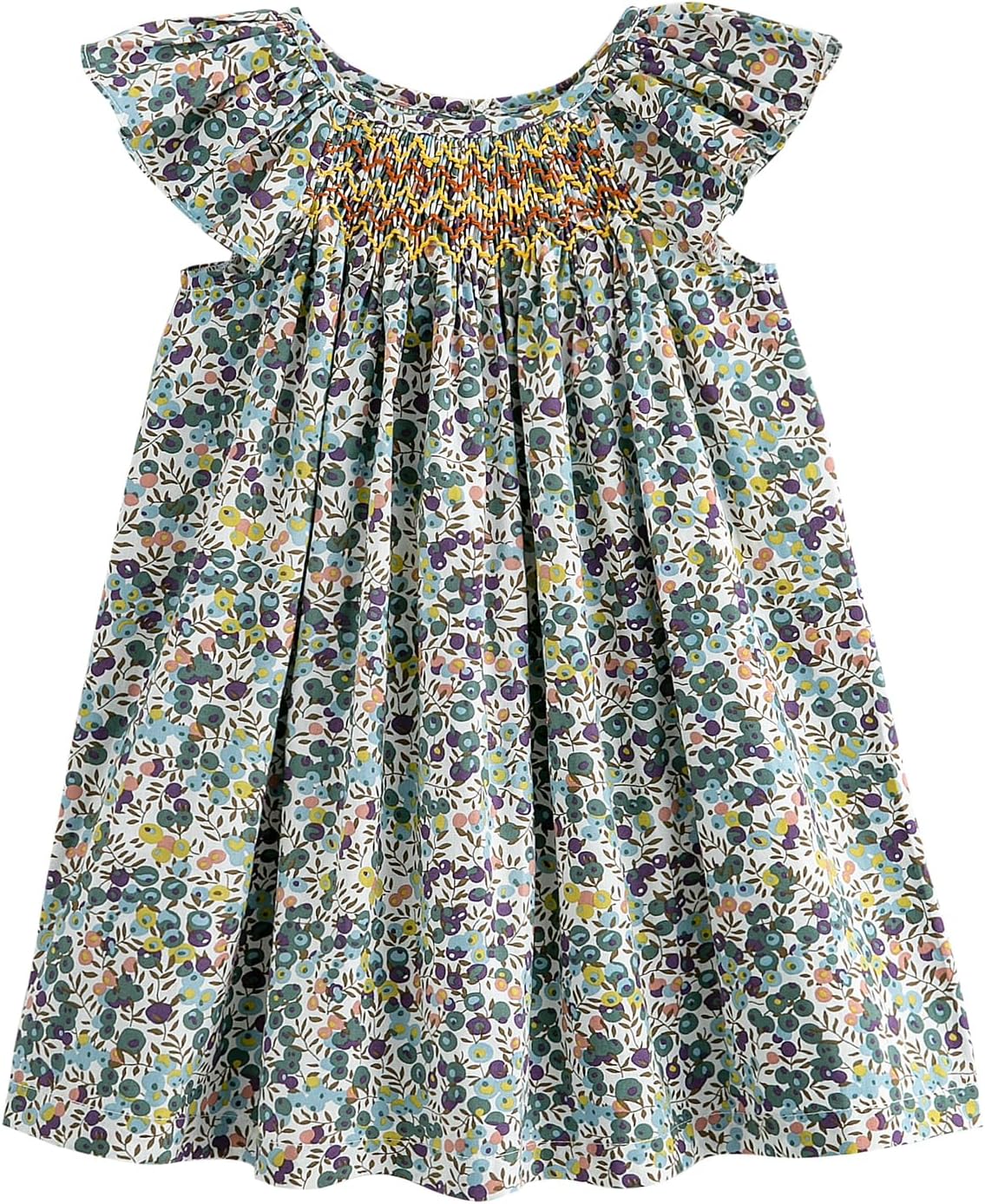 Simplee kids Baby Girl Smocked Dress Summer Casual Short Sleeve Dresses Floral Print Sundress Princess Dress for Toddlers