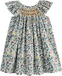 Simplee kids Baby Girl Smocked Dress Summer Casual Short Sleeve Dresses Floral Print Sundress Princess Dress for Toddlers