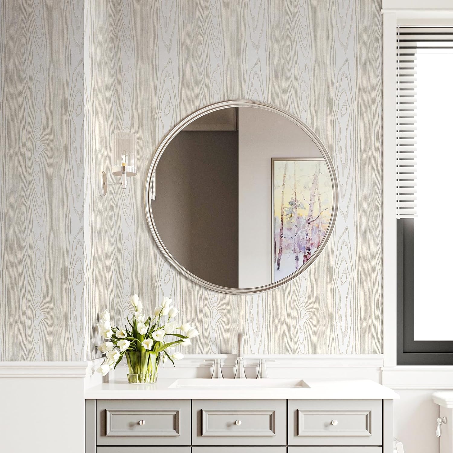 Thick Gold and White Wood Contact Paper Peel and Stick Wallpaper, Wood Grain Wallpaper for Countertops Cabinets, Waterproof Self Adhesive Removable Textured Vinyl Roll 23.6"x472"