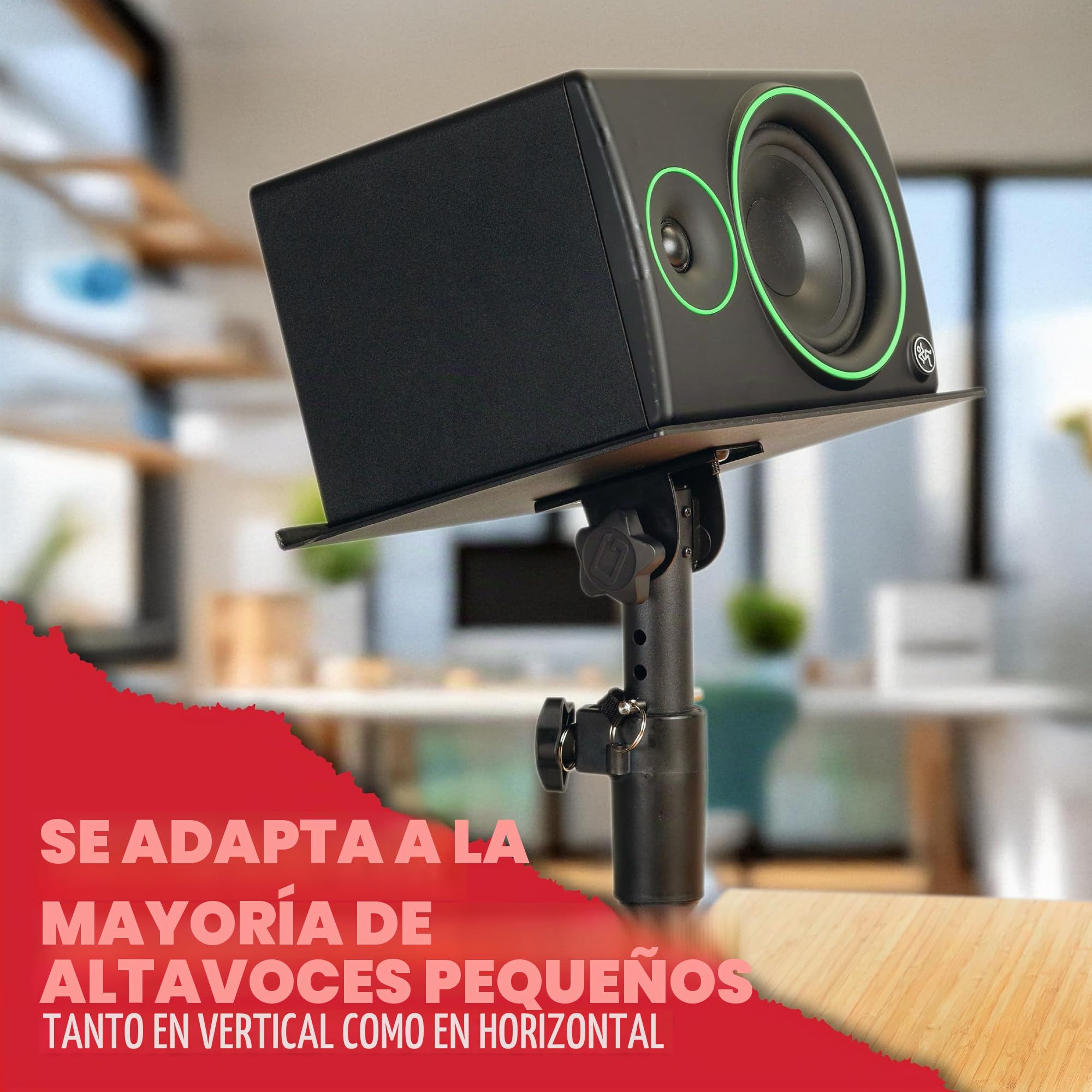 Gator Frameworks Soportes de Escritorio con Pinza para Monitor de Estudio y Altavoz con Superficie Acolchada de Espuma EVA, ángulo Ajustable de 0° a 15° - Juego de 2 (GFWSPKSTMNDSKCMP)