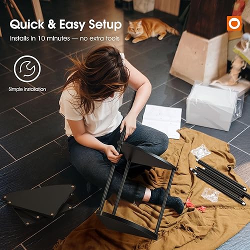 Miniatura 10 de addlon Lámpara de pie con estantes, lámpara de esquina ajustable de 5 niveles con 3 temperaturas de color y pantalla de lino, lámparas de pie