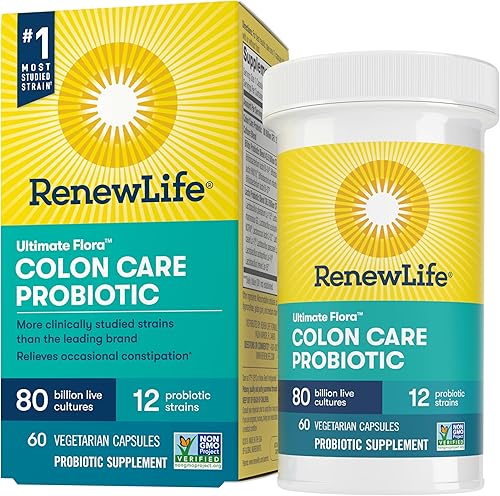 Renew Life Probiótico para adultos - Suplemento probiótico Ultimate Flora para el cuidado del colon sin gluten lácteos y soja 80 mil millones de CFU Renew Life Probiótico para adultos - Suplemento probiótico Ultimate Flora para el cuidado del colon sin gluten lácteos y soja 80 mil millones de CFU