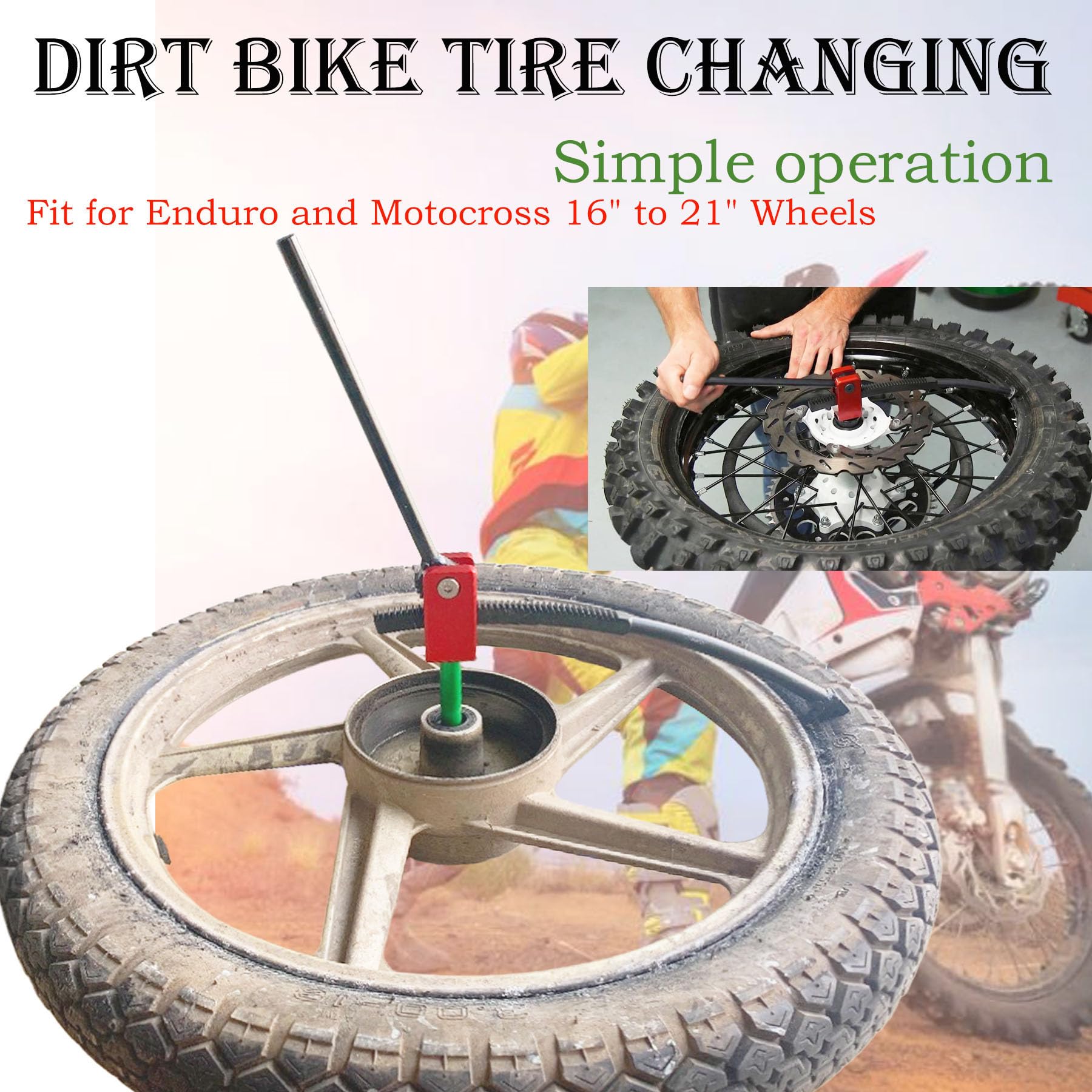 Kit de cambio de neumáticos original, herramientas de cambio de neumáticos para bicicleta de suciedad enduro y motocross, cambiador de neumáticos para ruedas de 16 a 21 pulgadas, ejes de 20 mm