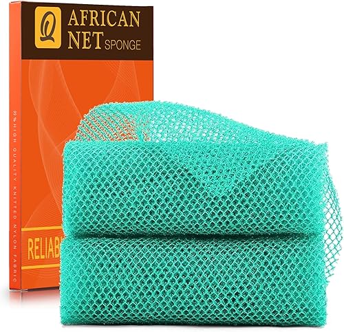Vista 101 de Juego de ducha de 3 piezas de red exfoliante africana de estilo brillante, esponjas de baño largas para una piel suave y refrescada, el brillo