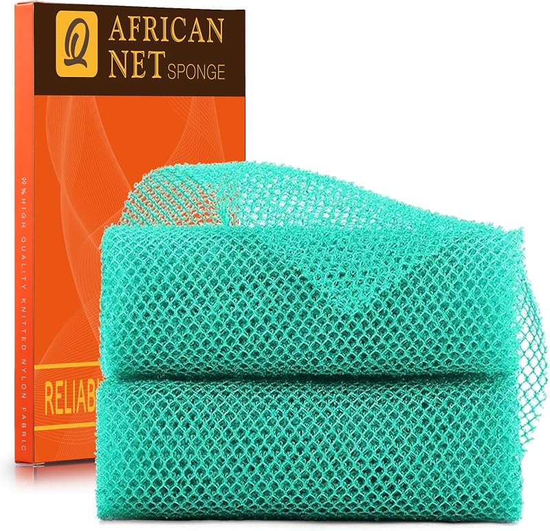 Esponja de banho em rede africana UJFQBH, 2 unidades, verde