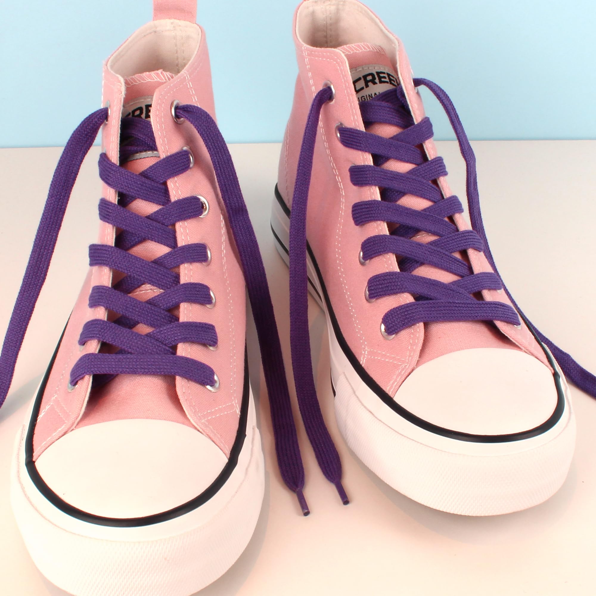 Laceter Laceter Premium Flat Cotton Shoe Laces for Trainers - Replacement Shoelace for Sports Shoes and Sneakers or for Children - Thickness 8mm - Compatible with Converse, Nike in use
