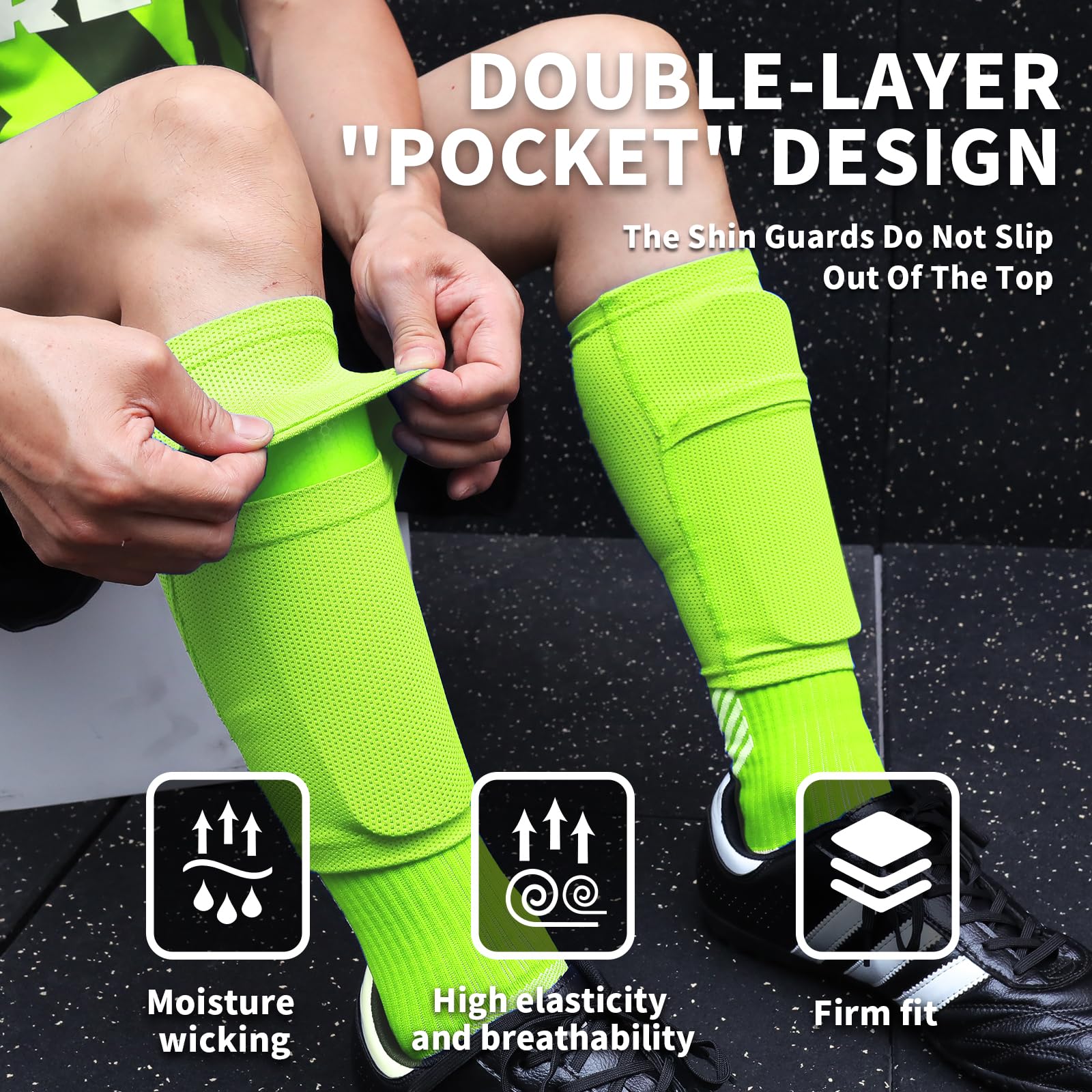 LPONJAR Fußball-Schienbeinschoner für Kinder, Jugendliche und Erwachsene, Schienbeinschoner und Ärmel mit optimierter Tasche für Jungen, Mädchen, Männer, Frauen, Fußballspiele, Schutzausrüstung