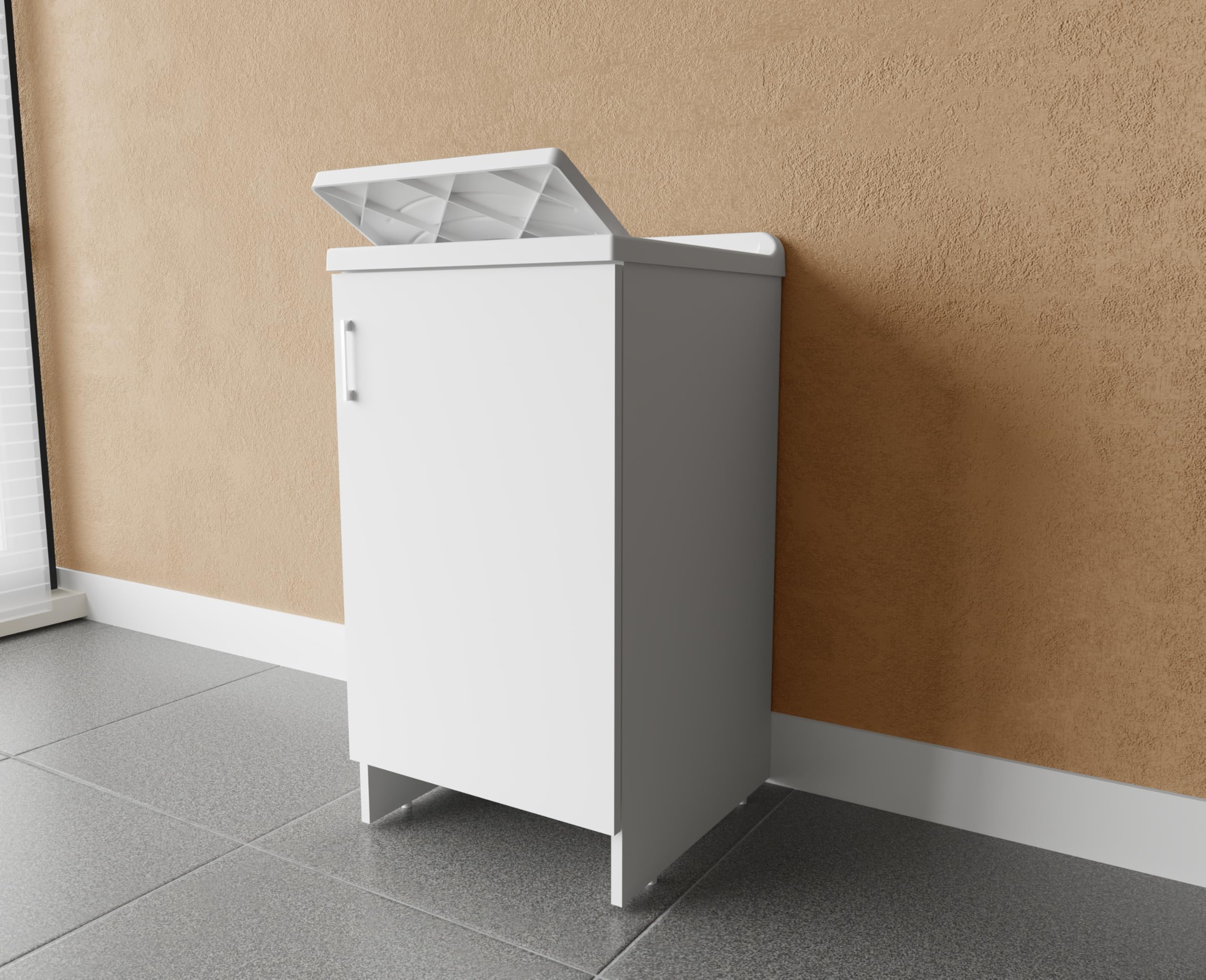 Negrari, Lavabo Lavabo en mélaminé en kit de montage, baignoire résistante aux acides d'usage commun, kit d'échappement inclus, intérieur, L45 x P50 x H85 cm, blanc