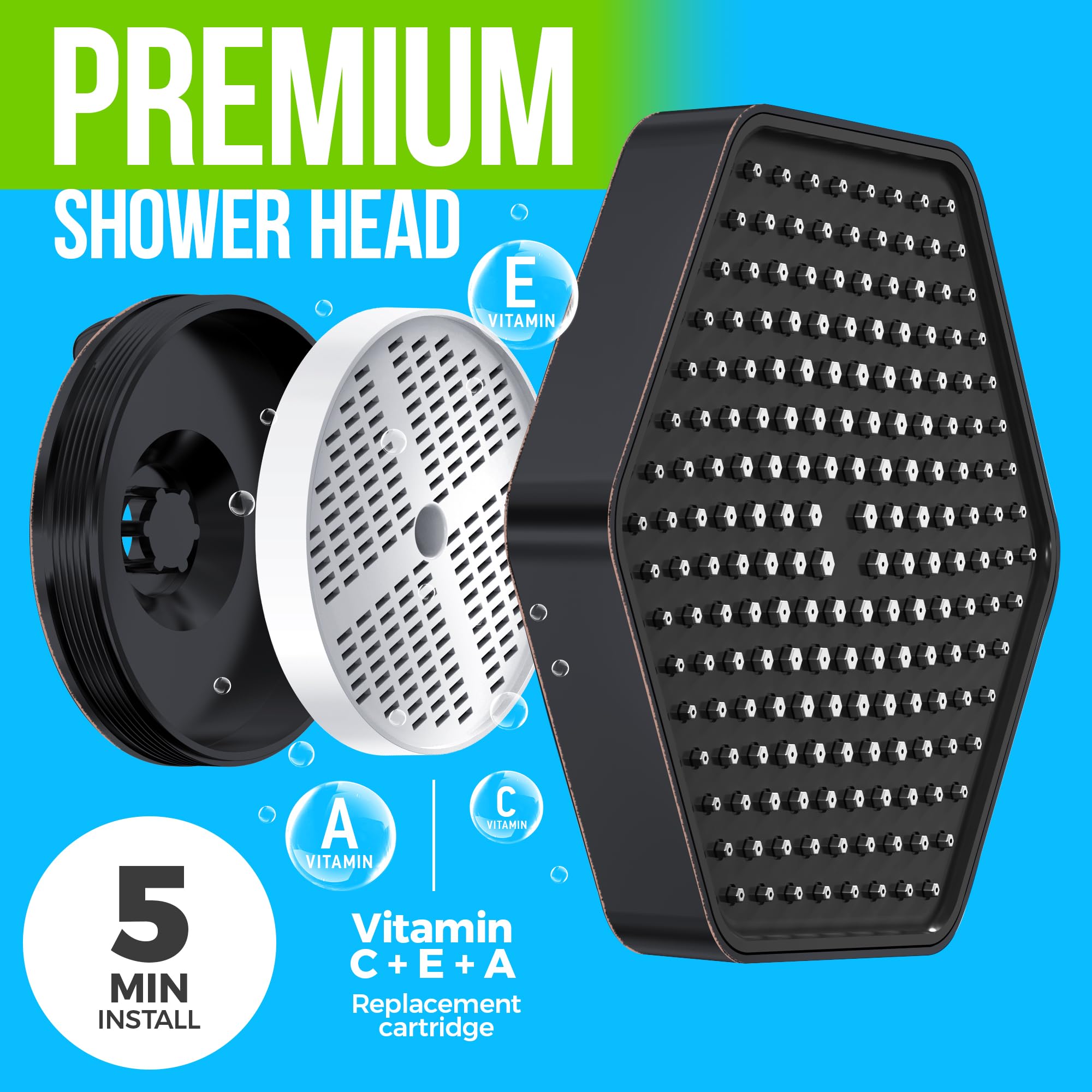 AquaHomeGroup Luxury Filtered Shower Head - High Pressure Rain Showerhead with Filter for Chlorine, Rust, Sediments - Water Filter Shower Head with Vitamin C E A (Patent Pending) (Oil rubbed bronze)