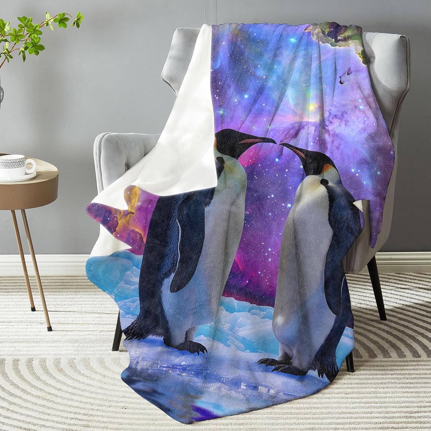 for Adorable Penguin Throw Blanket - Plush, Soft&Comfy Flannel Blanket - Lightweight Blanket for Couch, Bedroom, Travel, Bed 50in×60in