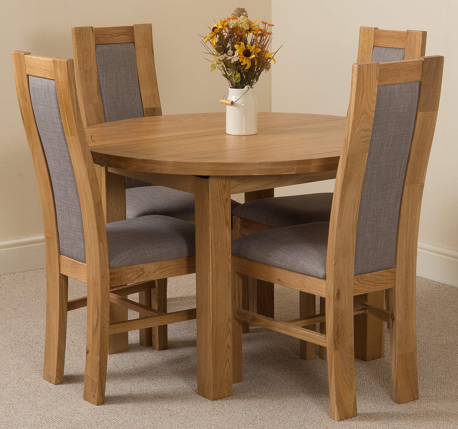 Buy Edmonton 110140 cm Oak Extendable Round Dining Table and 4 Chairs