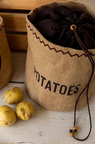 Miniatura 6 de Bolsa de preservación para patatas de arpillera con forro opaco.