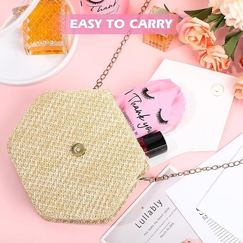 Miniatura 6 de Abbylike 100 bolsas de pestañas para clientes, con estampado de pestañas para clientes, bolsa de maquillaje vacía de belleza, lindas bolsas de