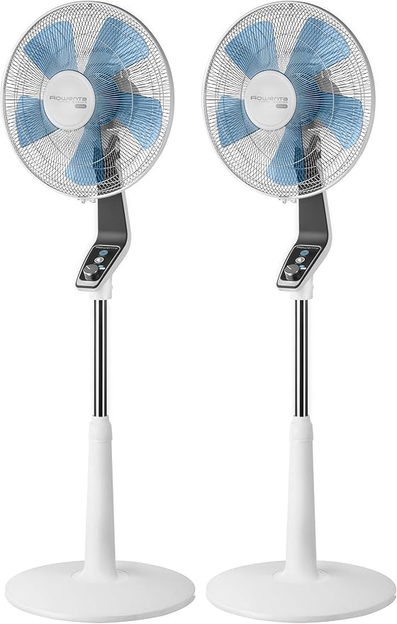 Rowenta Turbo Silence Ventilateur pied 40 cm, Puissant, Flux d’air 72 m3/min, 45 dB(A), Oscillation automatique, Orientation réglable, Grille ultra-sécurisée VU5640F2 (Lot de 2)
