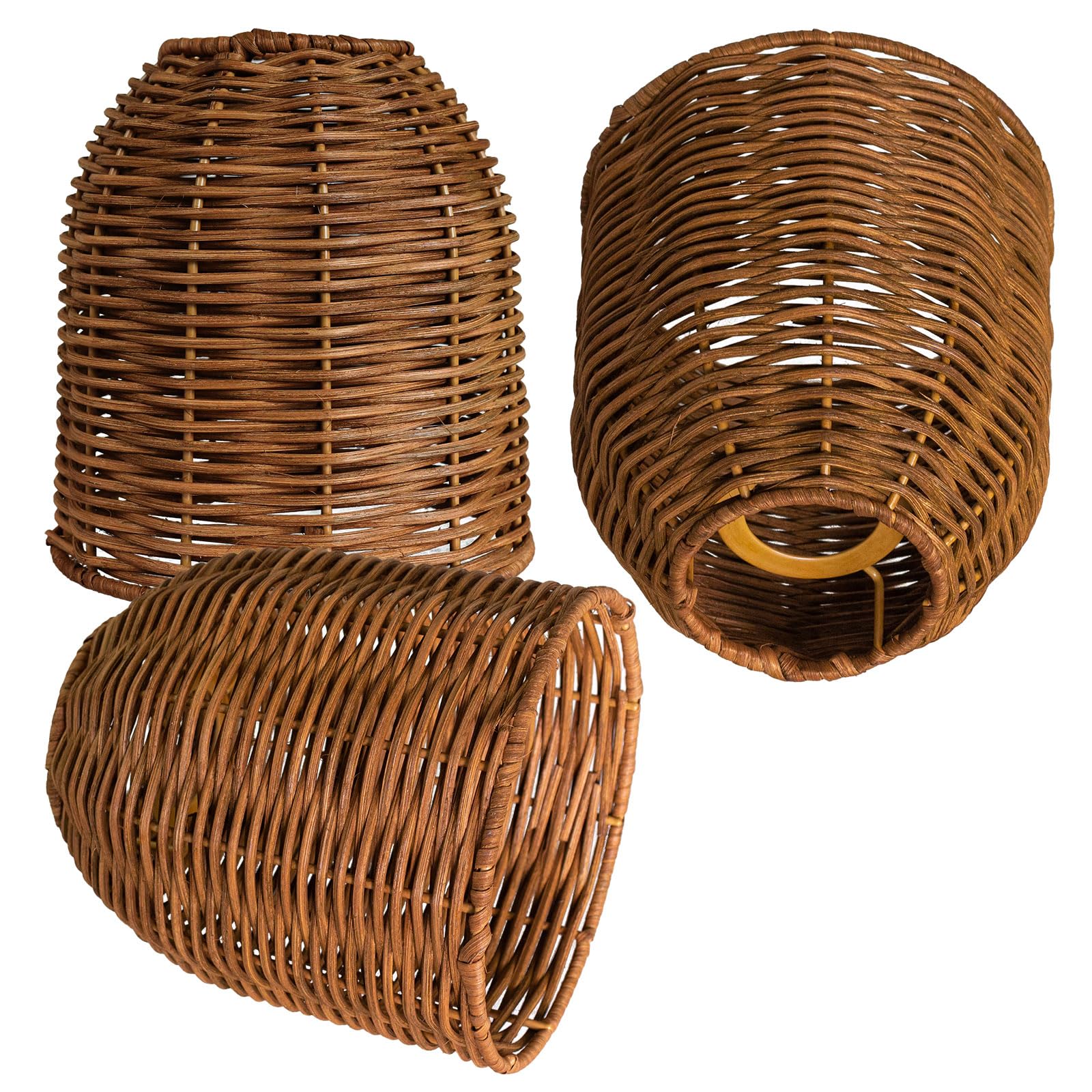 Osasy3Pack Retro rattan Lampshades Coastal unique lamp shades,rustic woven lamp shades lamp cover replacement for hanging lamp,table/floor lamps