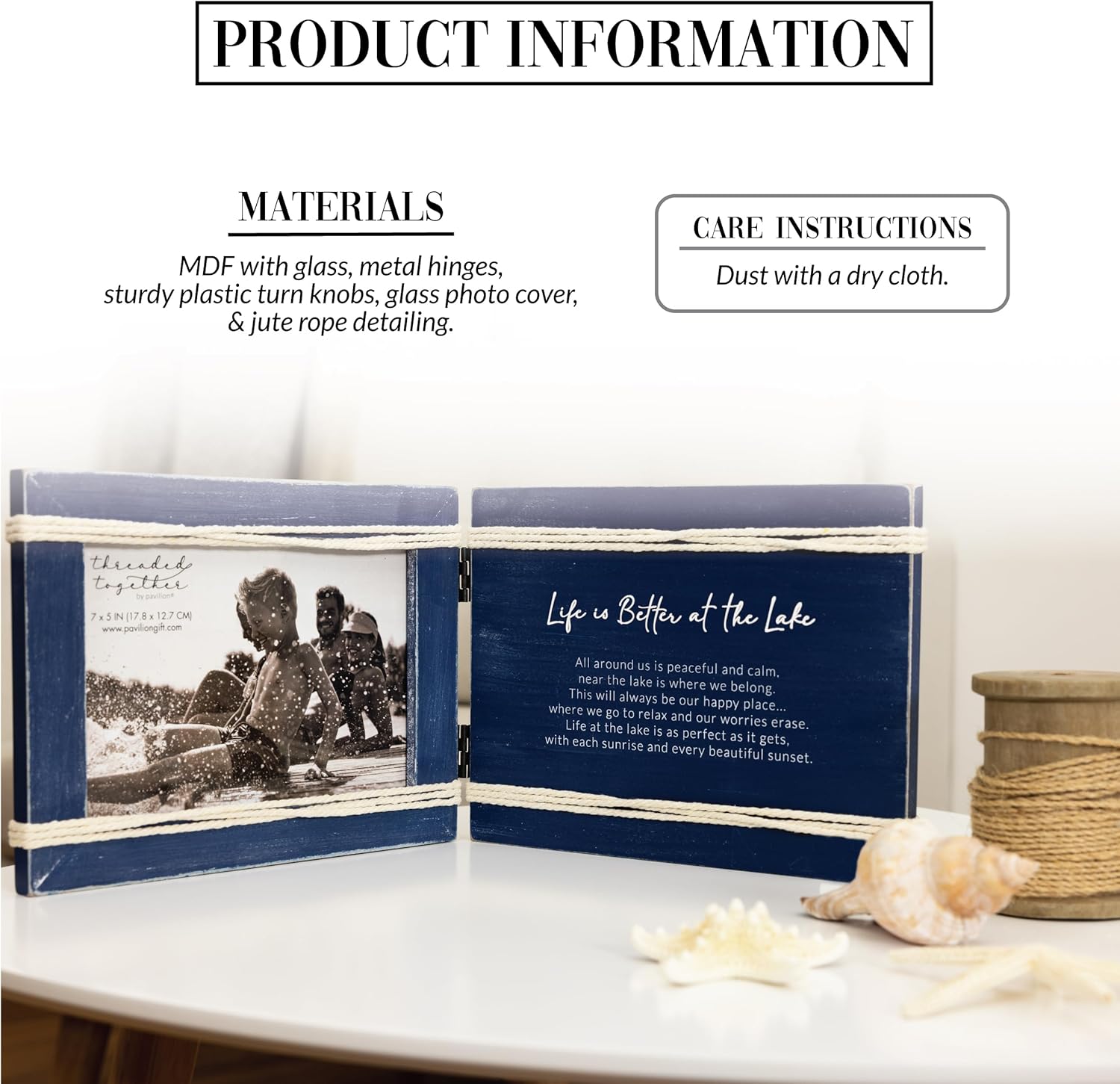 Pavilion Gift Company - Life Is Better At The Lake - 7" x 5" Horizontal Picture Photo Frame Lake Lover Gift Cottage House Decor Memories Present