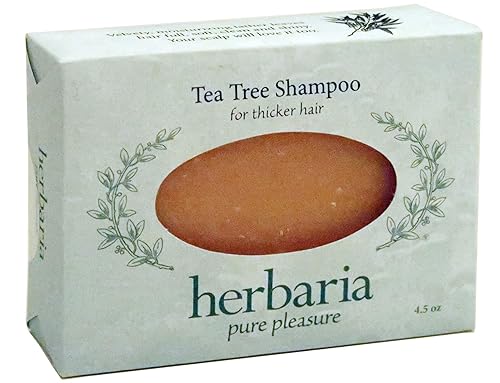 Herbaria Barra de champú Tea Tree para cabello más grueso jabón natural hecho a mano con aceites esenciales. Disfruta de nuestros otros productos
