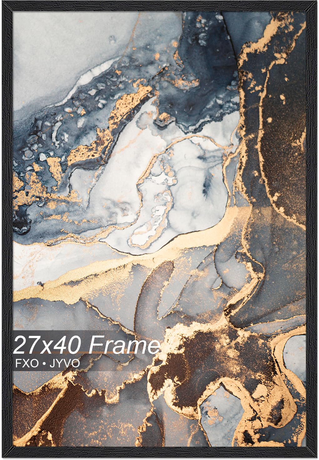 Engineered Wood 27x40 Frame, Black Picture Frame for 27 x 40 Inch Poster Puzzle Photo, Light Weight 27 by 40 Poster Frame with Wood-grain for Wall - 1 Pack/Black/27 x40