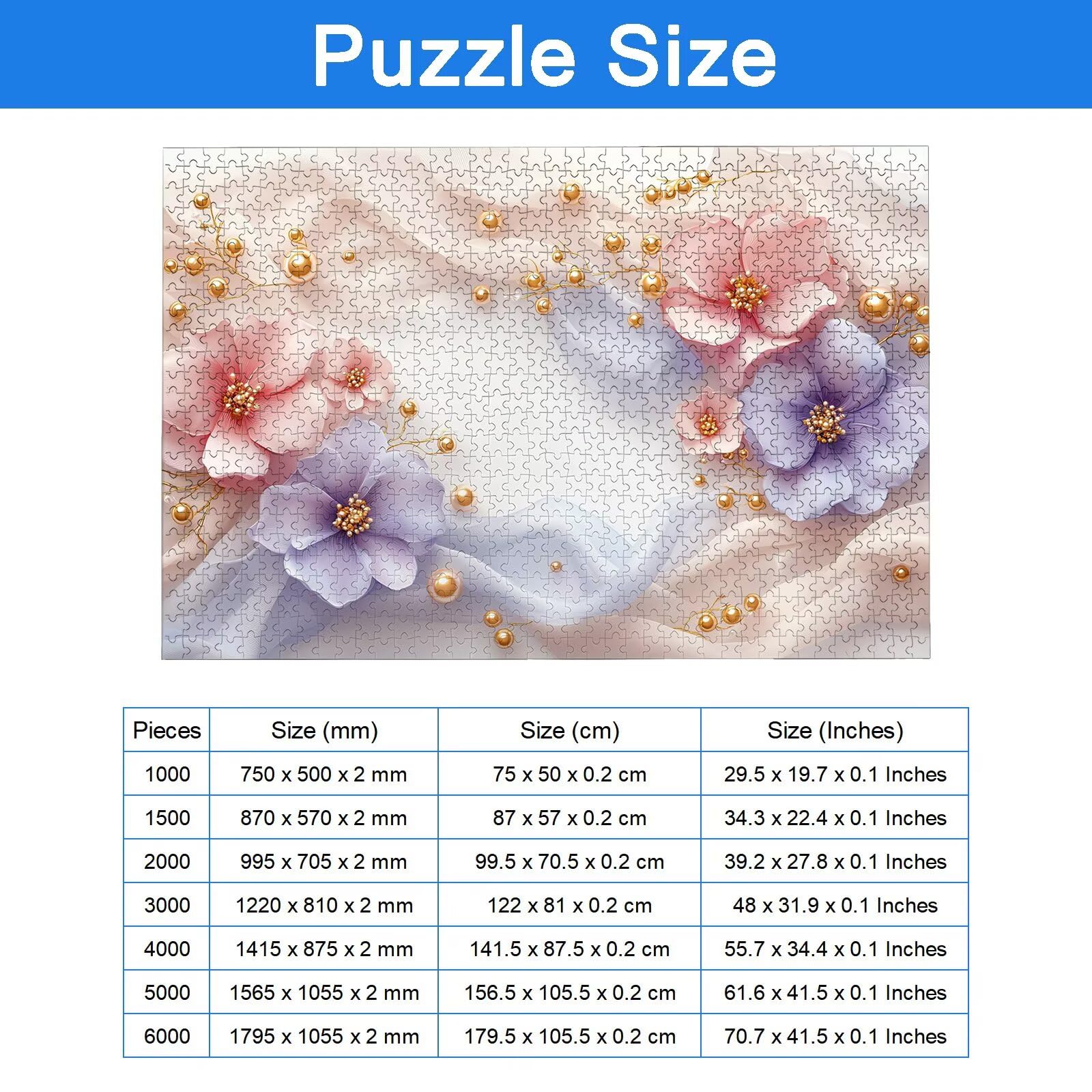 Puzzle 1000 Pezzi Fiore, Puzzle Astratto 1000 Pezzi Arte per Adulti e Bambini, Misura: 75x50 cm, Puzzles Legno per Adulti con Squisita Scatola di Imballaggio, Idea Regalo Donna, Regalo Uomo, -9227