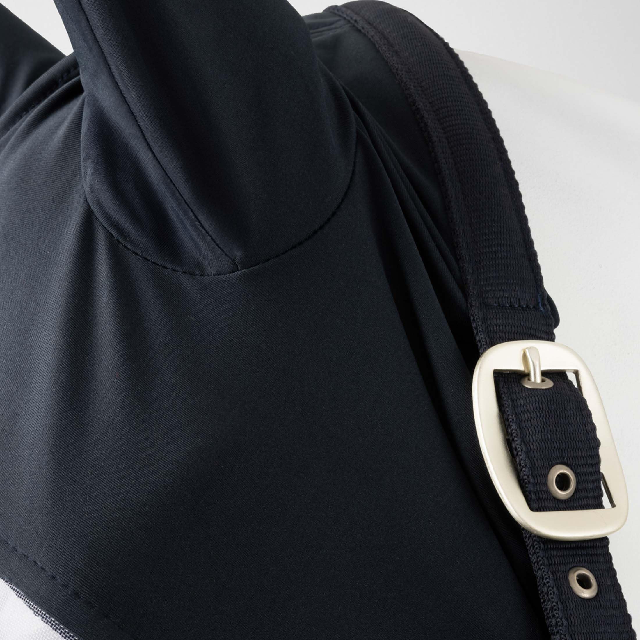 Horze Paso Fino Pferde Halfter mit Integrierter Fliegenmaske – Robustes Halfter mit UV-Schutz, Ohren- & Augenschutz, Blau, XF