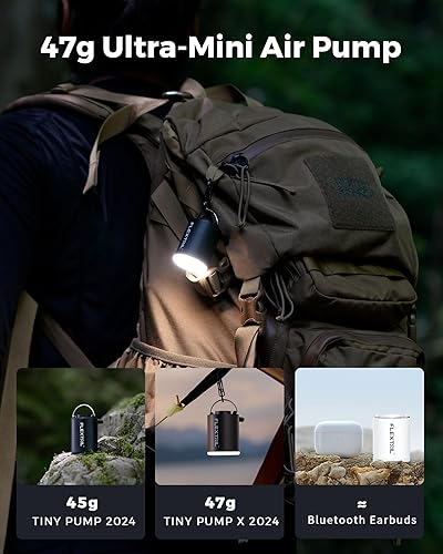 Miniatura 4 de FLEXTAILGEAR Bomba de aire de camping con luz de campamento, bomba de aire para inflables, bomba de colchón de aire portátil con flujo de aire de
