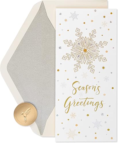 Papyrus Tarjetas navideñas en caja con sobres, envío de deseos, copos de nieve (16 unidades)