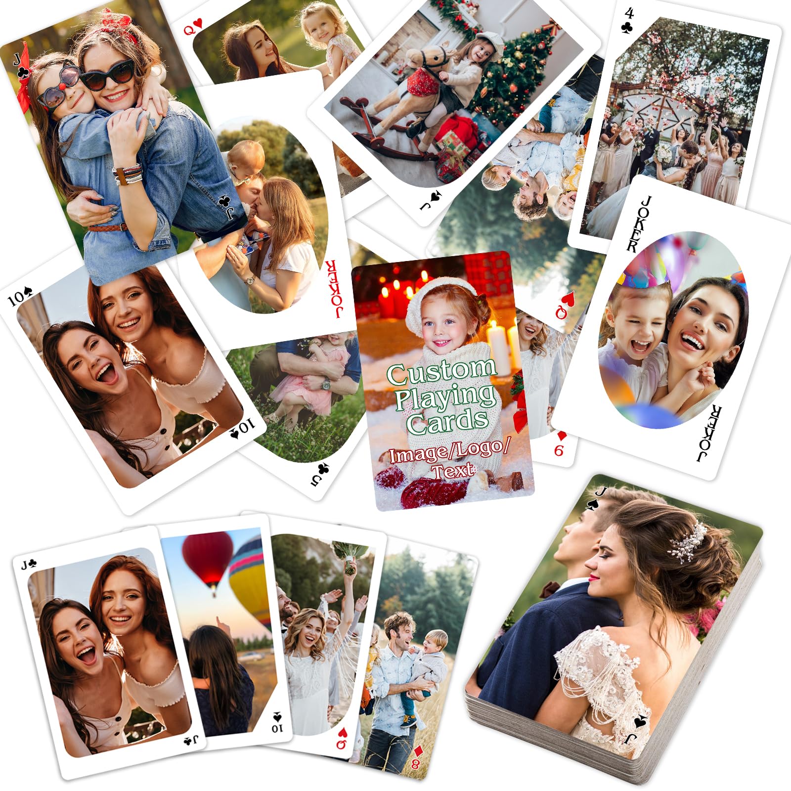 EAQ Personalised Playing Cards with Photo Custom Playing Cards Custom Deck of Cards for Family, Wedding, Friends, Birthday, Party, Gifts