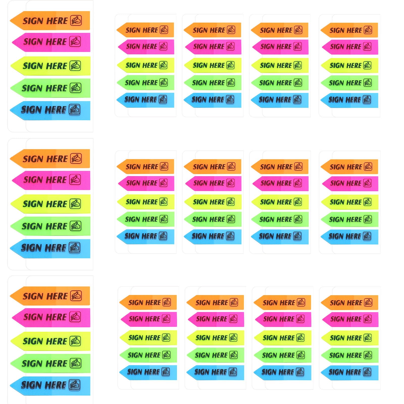 1500pcs/15 Pack Sign Here Stickers, Arrow Labels Stickers, 5 Colors with Dispenser Sticky Note for Documents Notebooks School Supplies