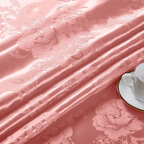 Miniatura 4 de KKJIAF Tela jacquard satinada, 49 pulgadas de ancho con patrón de peonía brillante y sedosa tela de brocado para vestido, camisas, mantel, camino de