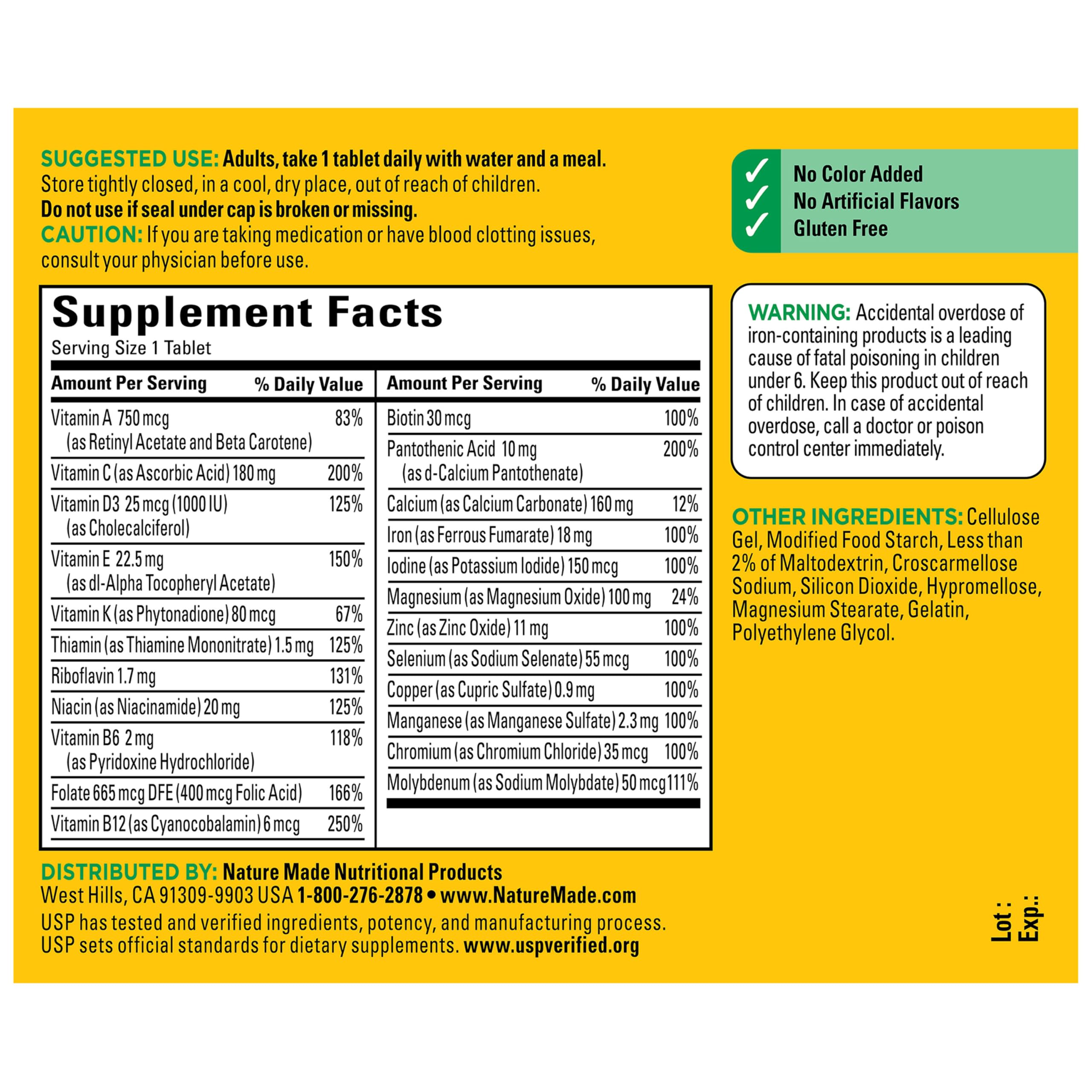 Nature Made Multivitamin Tablets with Iron, 130 Tablets — Amazon image 7