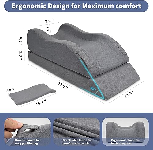 Miniatura 6 de Almohada de elevación de piernas para después de la cirugía, ajustes de altura, almohada de espuma viscoelástica para descanso, lesiones, hinchazón,