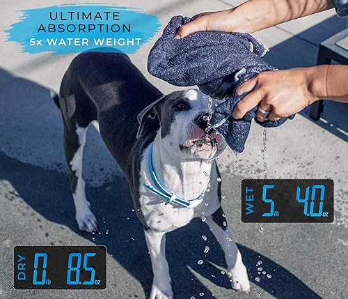 Miniatura 7 de Wooflinen Toalla de baño de microfibra para mascotas, paquete de 2, ultraabsorbente, doble densidad, lavable a máquina para perros y gatos