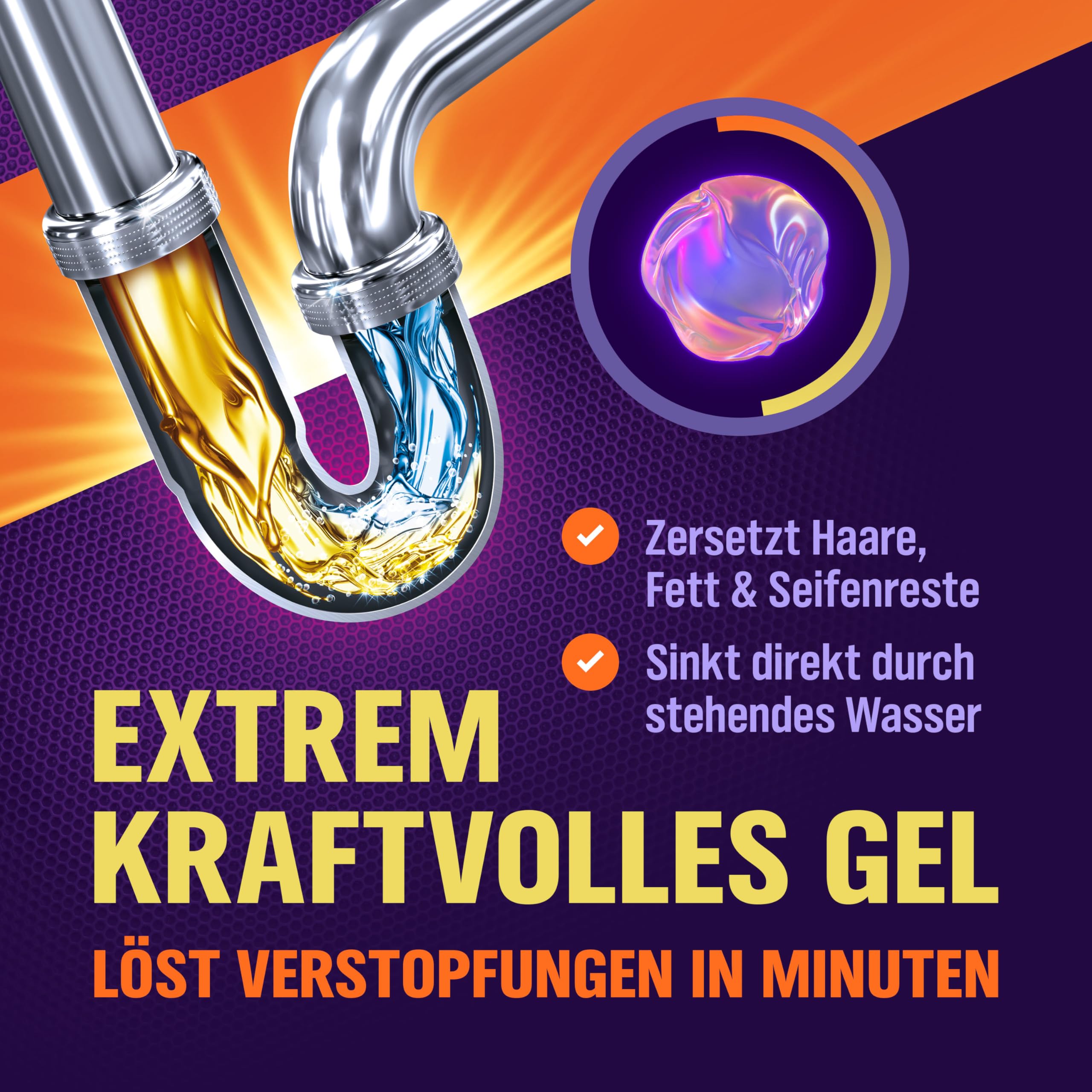 WoldoClean Rohrreiniger und Abflussreiniger Gel 8x 1000ml | 8 Liter extrem stark, gegen Haare & Fett, Dusche, Waschbecken, Bad & Küche