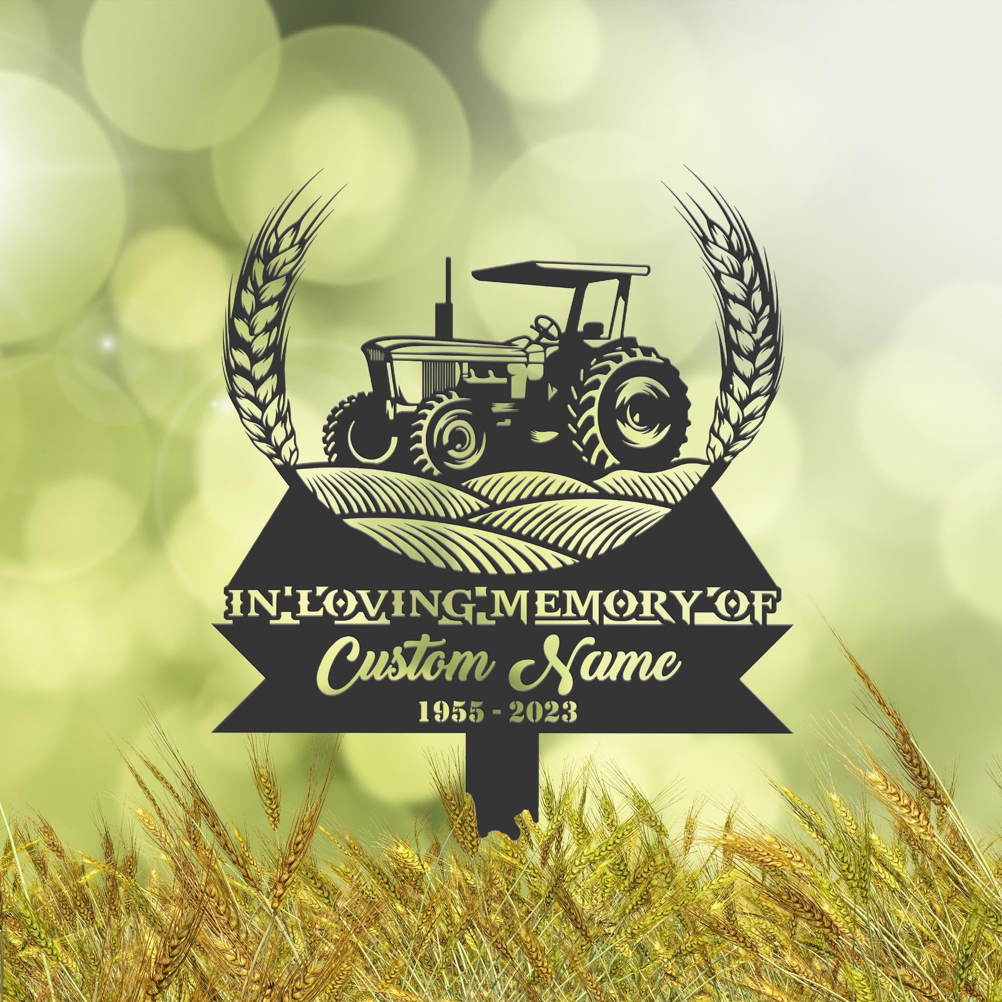 Weiyaliy Multi Personalised Tractor On Farm Field Memorial Stake, Cemetery Marker, Bereavement Gifts, Grave Decorations, Memorial Plaques, Sympathy Sign, Grave Marker, Remembrance Plaque