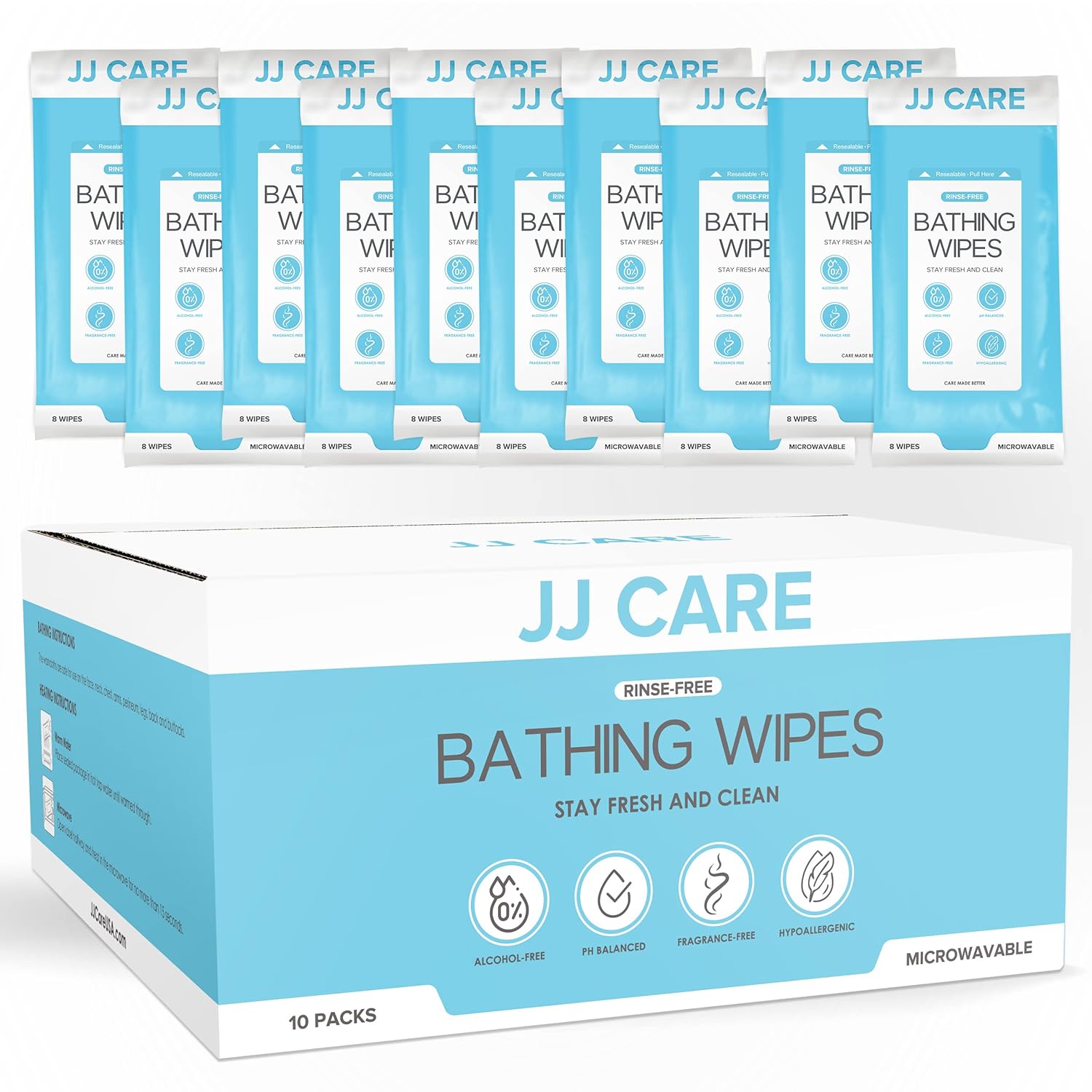 JJ CARE Body Wipes (10 packs, 80 wipes) Body Wipes for
