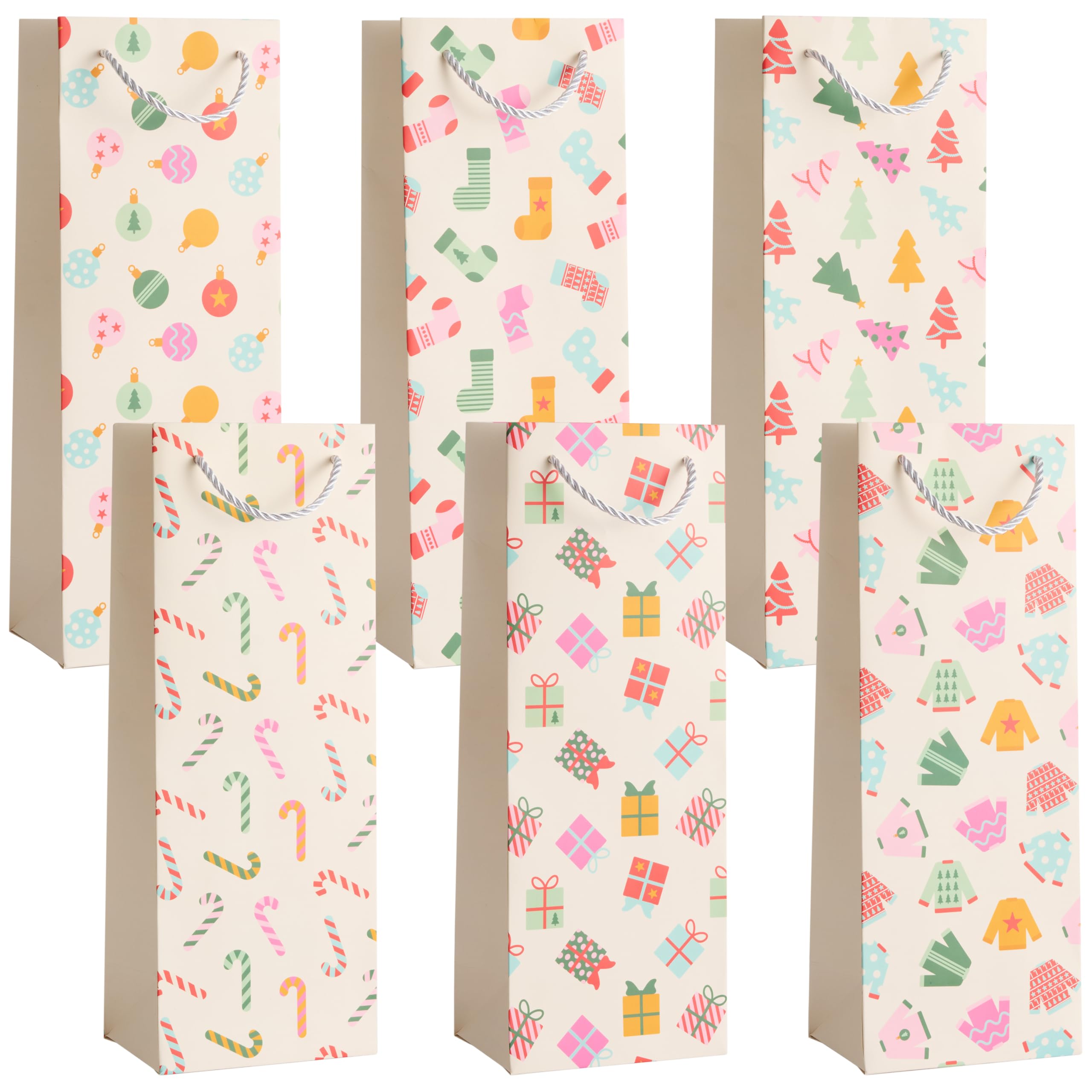 VIDETOL - Lot De 30 Sacs Cadeaux En Papier Pour Bouteilles De Vin, Avec Poignées - 11x9x35 Cm - Idéal Noël, Anniversaire, Fêtes